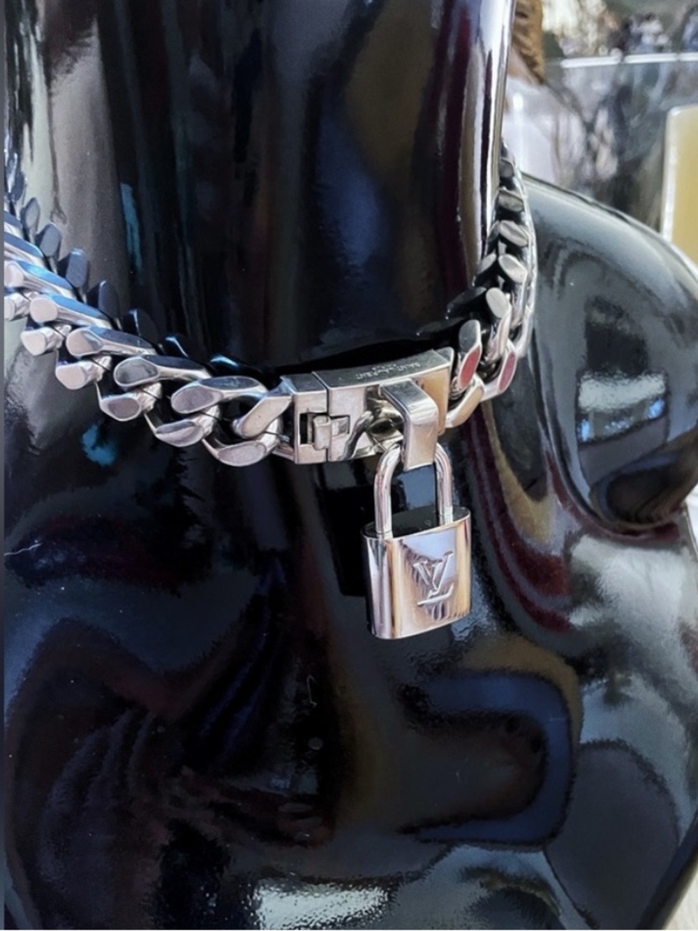 Saint Laurent Cuban Chain Necklace Silver-Tone - Picture 7 of 7